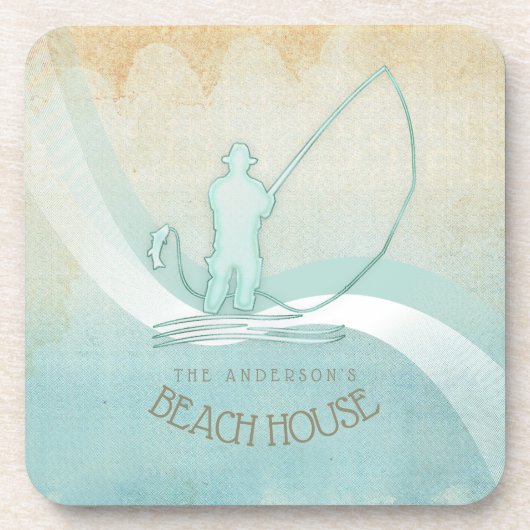 ビーチハウス ナウチカルフィッシャーマン アクアブルー ID623 コースター (正面)