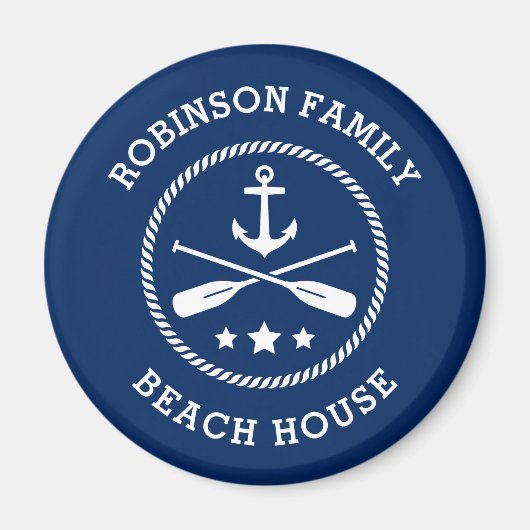 ビーチハウス&ファミリー名いかりオアーズスターズネイビー マグネット (正面)