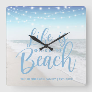 ビーチハウス |人生はビーチ スクエア壁時計