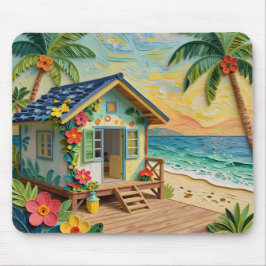 ビーチハウス 海の沿岸アート マウスパッド