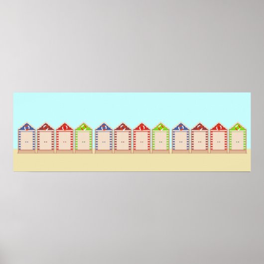 ビーチハッツカラフルの列 ポスター (正面)