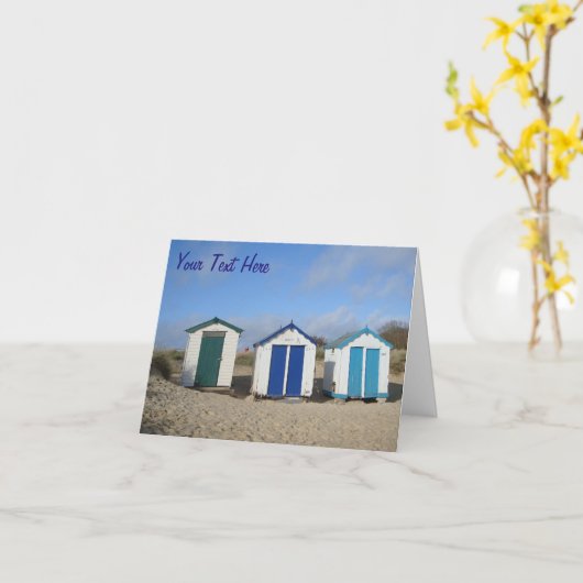 ビーチハッツ青空イングリッシュシーサイド写真 カード (黄色い花)