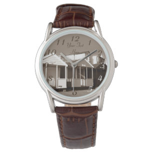 ビーチハッツ青空イングリッシュ海辺セピア写真 腕時計