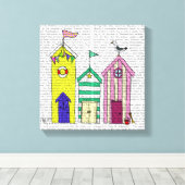 ビーチハッツ キャンバスプリント (インサイチュ (ウッドフロア))