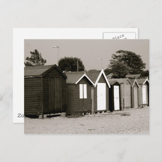 ビーチハッツ、メルシーアイランド、エセックス、イギリス ポストカード (正面/裏面)