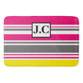 ビーチハットストライプホットピンクのバスマットをカスタマイズ バスマット