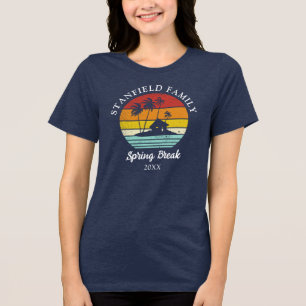 ビーチハットスプリングブレイクパームツリーファミリーマッチング トライブレンドTシャツ