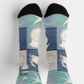 ビーチハッピープレイスブルーアクアオールドウッドシーソックス ソックス (上部)
