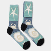 ビーチハッピープレイスブルーアクアオールドウッドシーソックス ソックス (右)