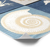 ビーチハッピープレイスブルーアクアオールドウッドシーポスター ポスター (角)