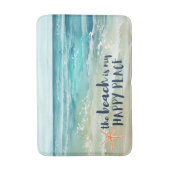 ビーチハッピープレイス水彩波沿岸 バスマット (正面縦)