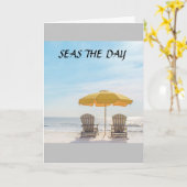 「ビーチハッピー」おもしろい**60誕生日** カード (黄色い花)