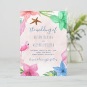 ビーチハワイアン熱帯フローラ結婚リース 招待状 (スタンド正面)