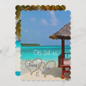 ビーチハーツ ウェディング ブライダル 花嫁 新郎 ゲスト 招待状 (正面/裏面)