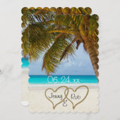 ビーチハーツ ウェディング ブライダル 花嫁 新郎 ゲスト 招待状 (正面/裏面)