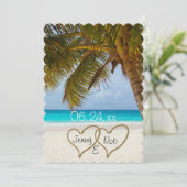 ビーチハーツ ウェディング ブライダル 花嫁 新郎 ゲスト 招待状 (スタンド正面)