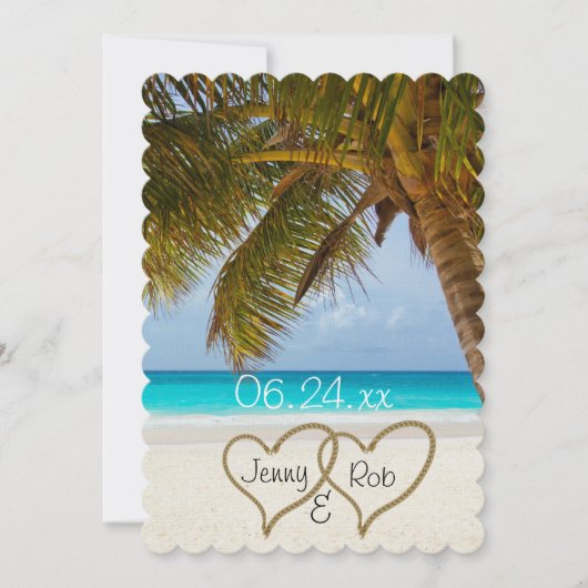 ビーチハーツ ウェディング ブライダル 花嫁 花婿 ゲスト 招待状 (正面)