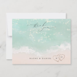 ビーチハートありがとうパーソナライズされた文房具 ノートカード