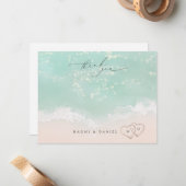 ビーチハートありがとうパーソナライズされた文房具 ノートカード (正面/裏面インサイチュ)