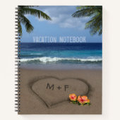 ビーチハートと前後のカスタマイズ可能な文字 ノートブック (正面)