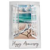 ビーチハートのウィンドウでの記念日 ミディアムペーパーバッグ (正面)