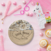 ビーチハートの名前を砂に結婚入れる ペーパープレート (パーティー)