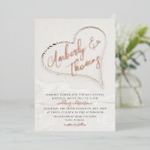 ビーチハートの砂結婚の 箔招待状 (立ち正面)