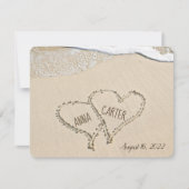 ビーチハートを砂にサーフィンで 招待状 (正面)