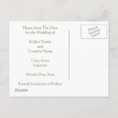 ビーチハートを砂に保存 – 日付結婚の 案内ポストカード (裏面)