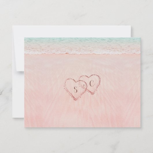 ビーチハートを砂の文房具パーソナライズされたに ノートカード (裏面)