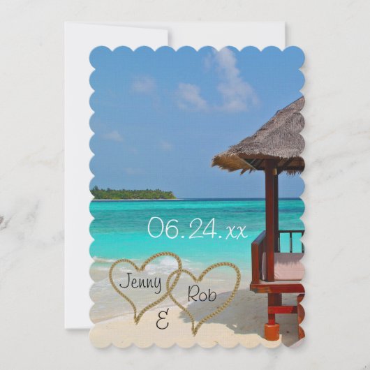 ビーチハートウェディング ブライダル 花嫁 新郎 ゲスト 招待状 (正面)
