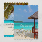 ビーチハートウェディング ブライダル 花嫁 新郎 ゲスト 招待状 (正面/裏面)