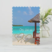 ビーチハートウェディング ブライダル 花嫁 新郎 ゲスト 招待状 (スタンド正面)