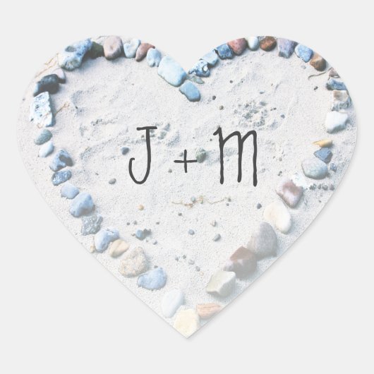 ビーチハートカスタム結婚式の引き出物 ハートシール (正面)