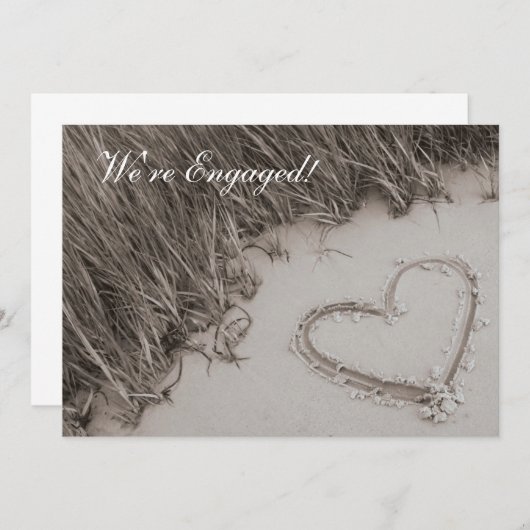 ビーチハートセピア婚約発表 案内状 (正面/裏面)