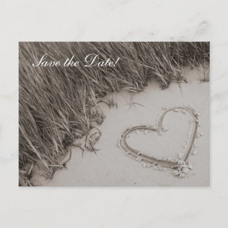 ビーチハートセピア日付の保存 案内ポストカード