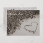 ビーチハートセピア日付の保存 案内ポストカード (正面/裏面)