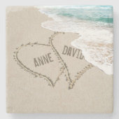 ビーチハート付き砂 ストーンコースター (正面)
