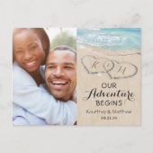 ビーチハート写真の保存日付 案内ポストカード (正面)