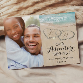 ビーチハート写真の保存日付 案内ポストカード