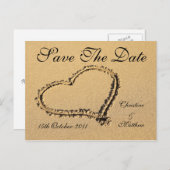 ビーチハート – 日付を保存 案内ポストカード (正面/裏面)