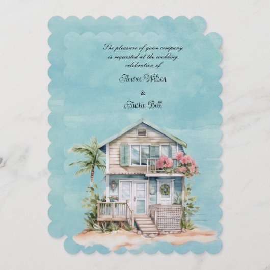 ビーチハ結婚ウス 招待状 (正面/裏面)