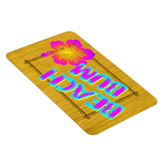 ビーチバおもしろいムことわざピンクフラワーマグネット マグネット (右側)