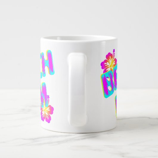 ビーチバおもしろいムことわざピンク ジャンボコーヒーマグカップ (裏面)