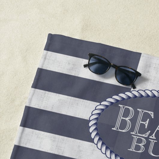 ビーチバはっきりしたム航海のストライプのと名前 ビーチタオル (インサイチュ)