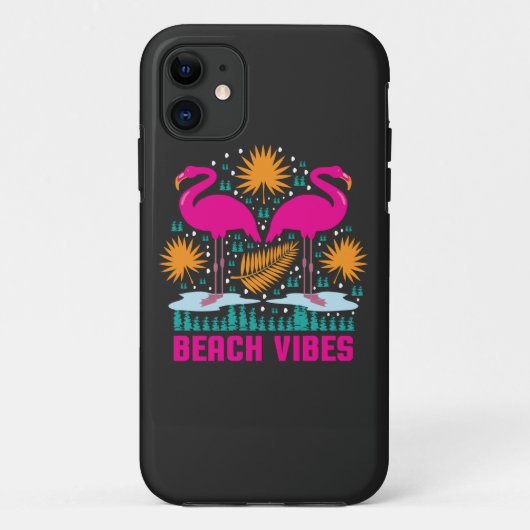 ビーチバイブスピンクフラミンゴデザイン Case-Mate iPhoneケース (裏面)