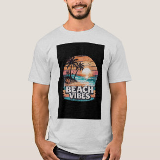 ビーチバイブス レトロサンセットTシャツ | ビンテージ トロピカル Tシャツ