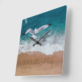 ビーチバイブズオンリーシーショアコースタルシーガル スクエア壁時計 (傾斜)