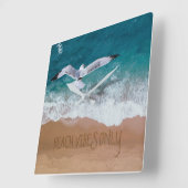 ビーチバイブズオンリーシーショアコースタルシーガル スクエア壁時計 (傾斜)