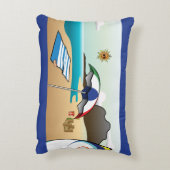 ビーチバケーションダークブルーアクセントピロー アクセントクッション (裏面(縦))